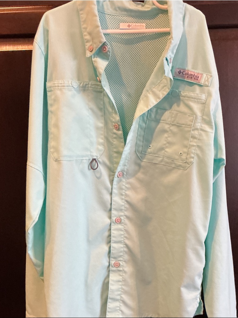Columbia Mint Green Performance Fishing Shirt